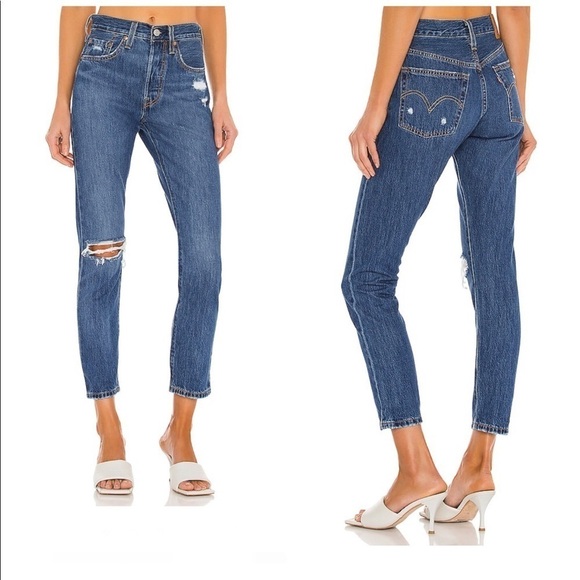 Levi’s 501 Skinny High Waist Distressed Jeans - Picture 1 of 10